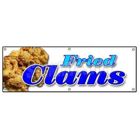 SIGNMISSION FRIED CLAMS BANNER SIGN fry clam seafood dinner fresh half shell Ipswich B-72 Fried Clams